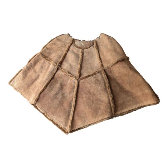 Unique Brown Genuine Leather Spliced Leather Poncho One Size - Picture 10 of 11